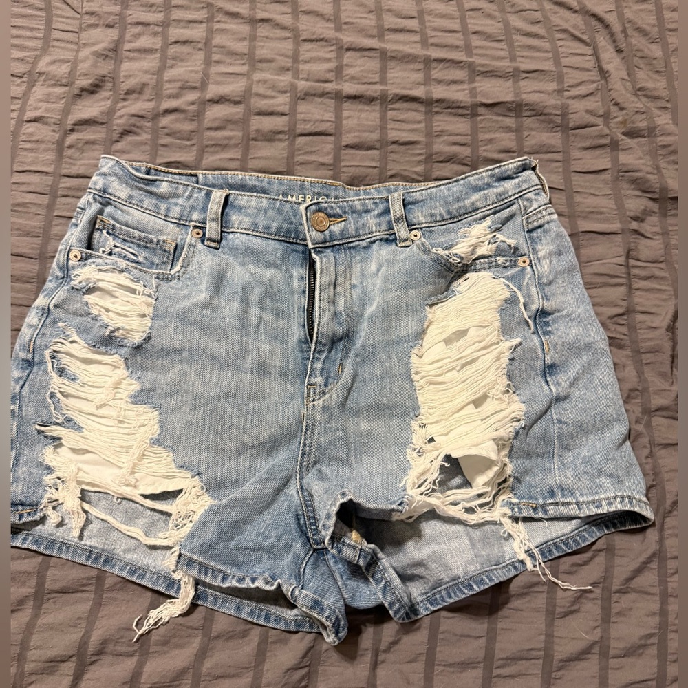American Eagle Outfitters Light Blue Ripped Jean Shorts